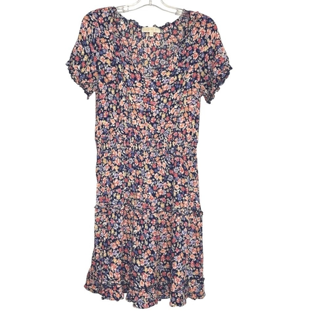 Madden Girl Dress Womens Multicolor Ditsy Floral Smocked Ruffled Cottagecore  XL